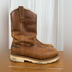 Thorogood USA Work Boots Mens 10D Safety Toe Waterproof Pull On Brown